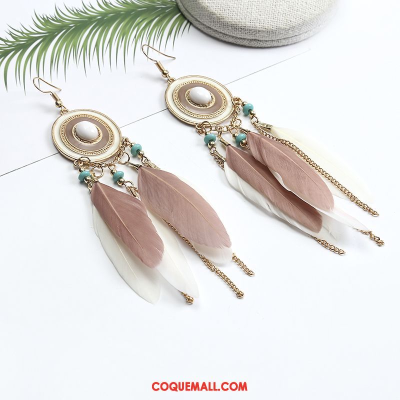 Boucles D'oreilles Femme Bord De Mer Vacances Tempérament, Boucles D'oreilles Tassel Tourisme Beige