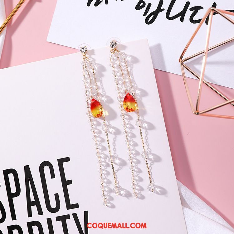 Boucles D'oreilles Femme Cristal Accessoires Simple, Boucles D'oreilles Rouge Tassel