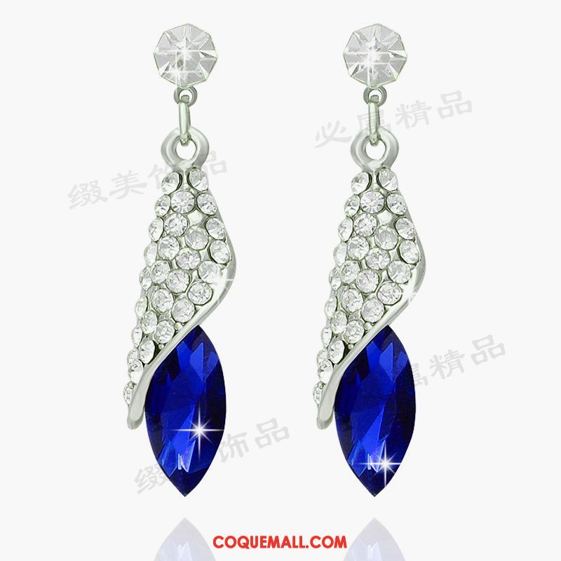 Boucles D'oreilles Femme Cristal Longue Section Argenté, Boucles D'oreilles Tempérament