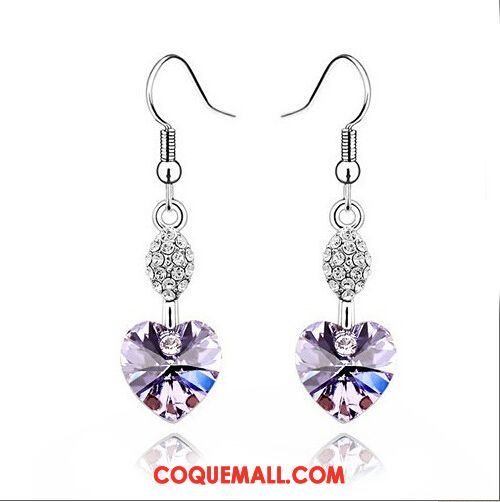 Boucles D'oreilles Femme Cristal Longue Section Argenté, Boucles D'oreilles Tempérament