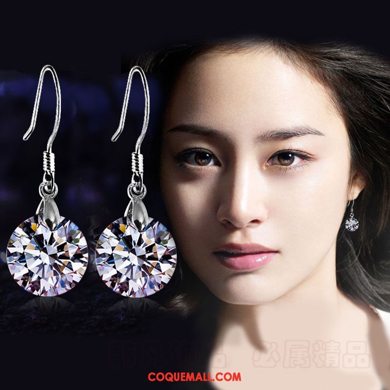 Boucles D'oreilles Femme Cristal Longue Section Argenté, Boucles D'oreilles Tempérament