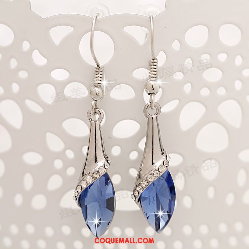 Boucles D'oreilles Femme Cristal Longue Section Argenté, Boucles D'oreilles Tempérament
