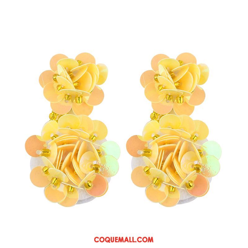 Boucles D'oreilles Femme Europe Multicolore Réseau, Boucles D'oreilles Paillettes Fleurs