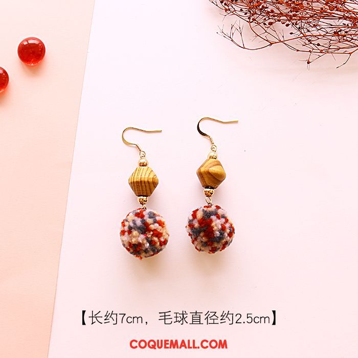 Boucles D'oreilles Femme Hiver Rouge Hairball, Boucles D'oreilles Nouveau Tassel