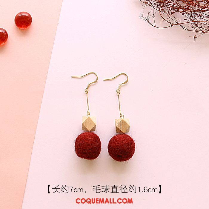 Boucles D'oreilles Femme Hiver Rouge Hairball, Boucles D'oreilles Nouveau Tassel