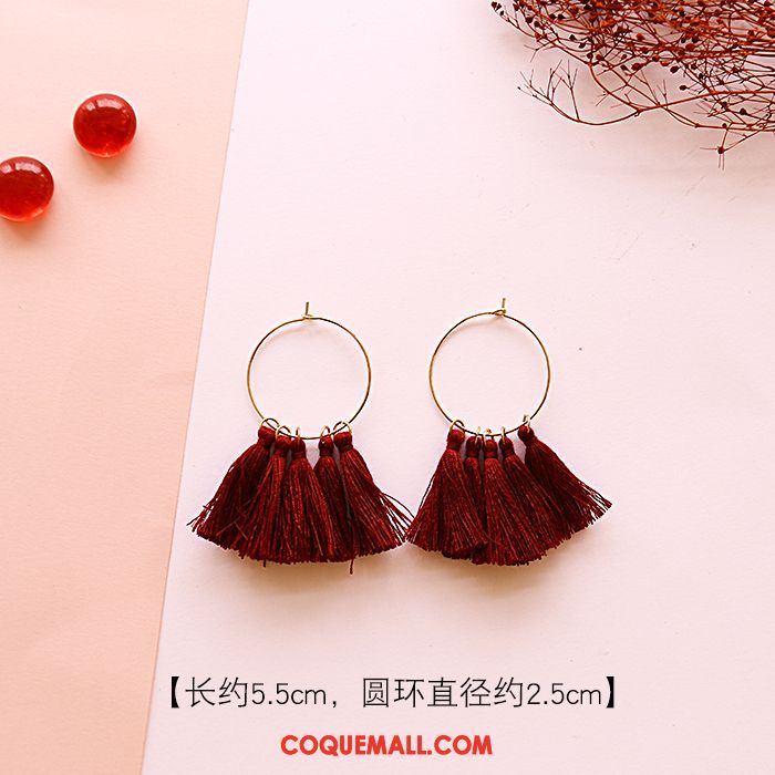 Boucles D'oreilles Femme Hiver Rouge Hairball, Boucles D'oreilles Nouveau Tassel