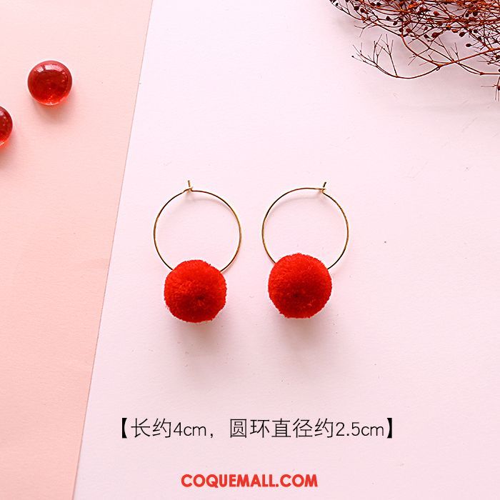 Boucles D'oreilles Femme Hiver Rouge Hairball, Boucles D'oreilles Nouveau Tassel