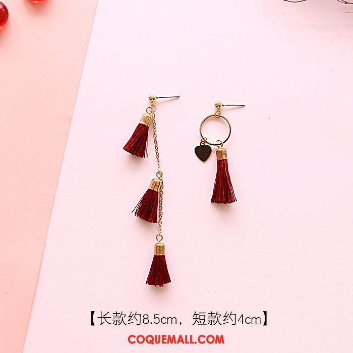 Boucles D'oreilles Femme Hiver Rouge Hairball, Boucles D'oreilles Nouveau Tassel