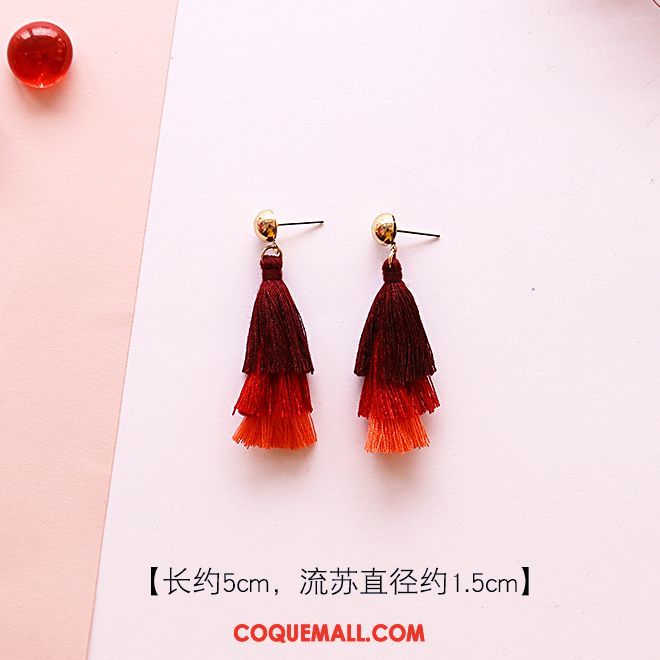 Boucles D'oreilles Femme Hiver Rouge Hairball, Boucles D'oreilles Nouveau Tassel