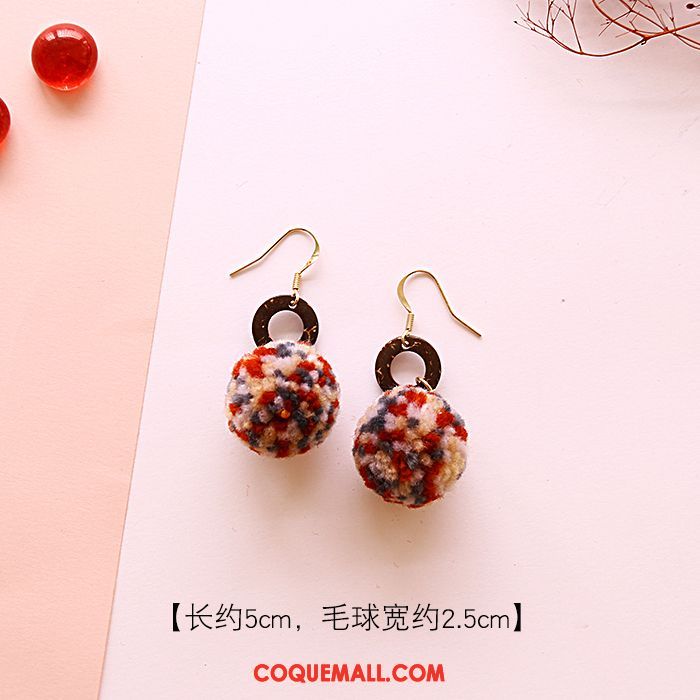 Boucles D'oreilles Femme Hiver Rouge Hairball, Boucles D'oreilles Nouveau Tassel