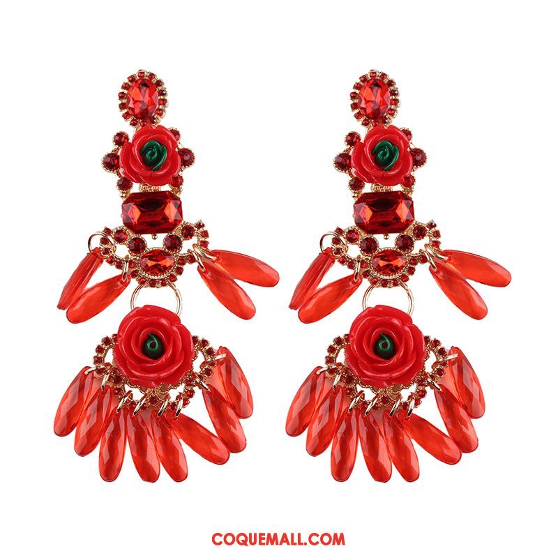 Boucles D'oreilles Femme Le Nouveau Accessoires Multicolore, Boucles D'oreilles Rétro Fleur