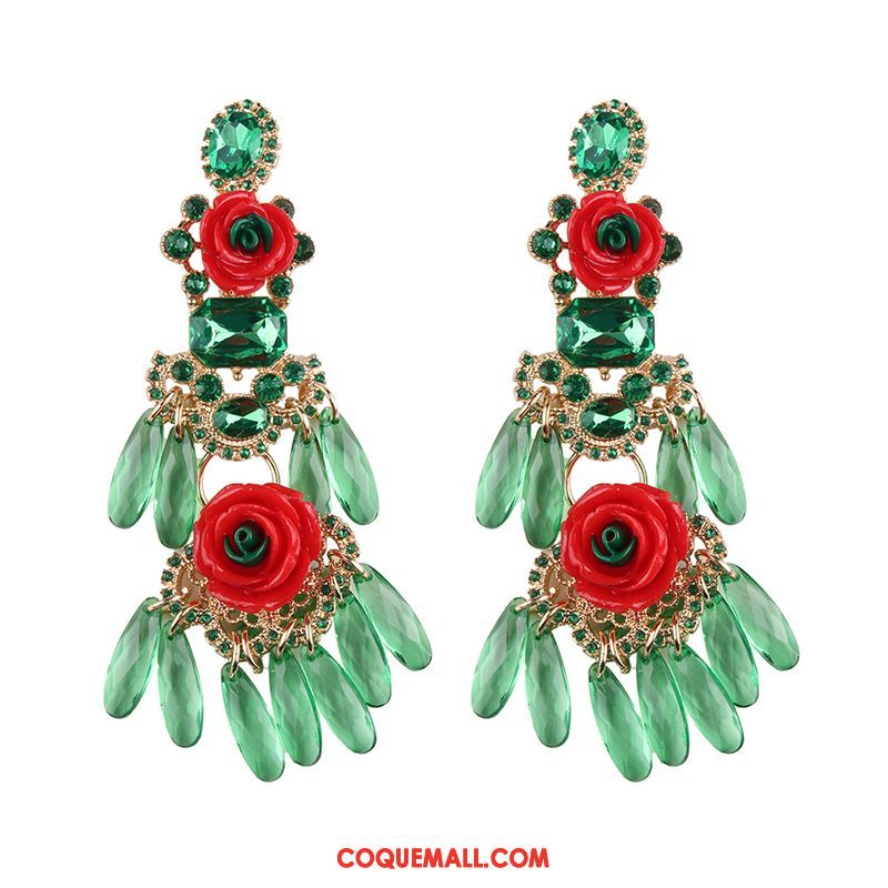 Boucles D'oreilles Femme Le Nouveau Accessoires Multicolore, Boucles D'oreilles Rétro Fleur