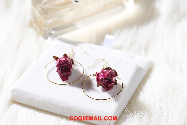 Boucles D'oreilles Femme Manuel Fleur Ultra, Boucles D'oreilles Argenté Longue Section