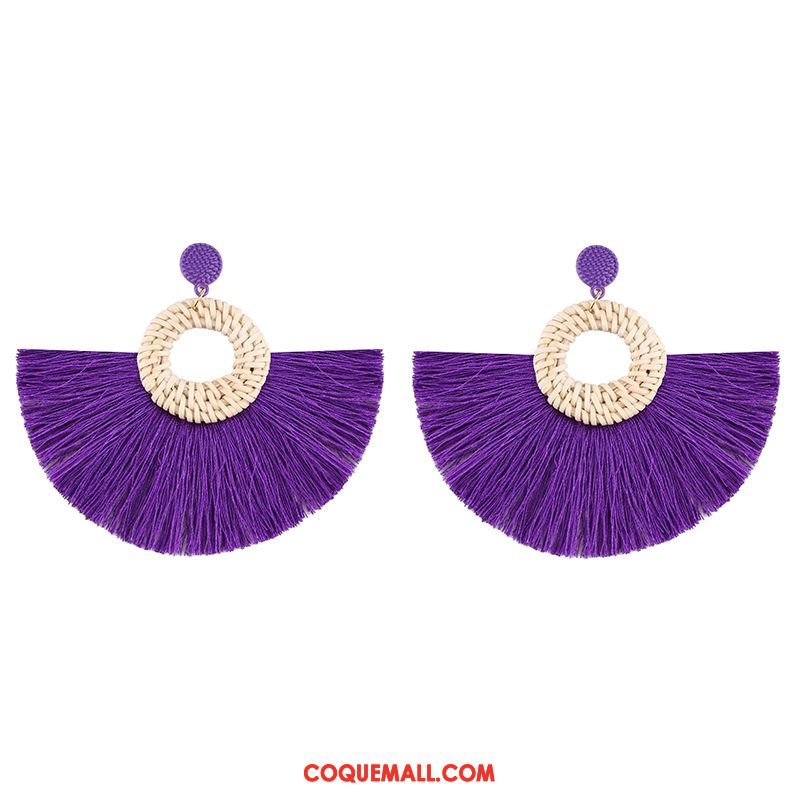 Boucles D'oreilles Femme Manuel Longue Section Vacances, Boucles D'oreilles Tissage Tassel