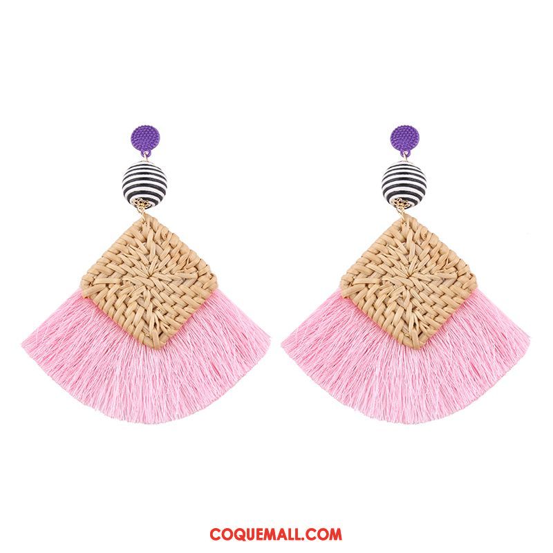 Boucles D'oreilles Femme Manuel Longue Section Vacances, Boucles D'oreilles Tissage Tassel