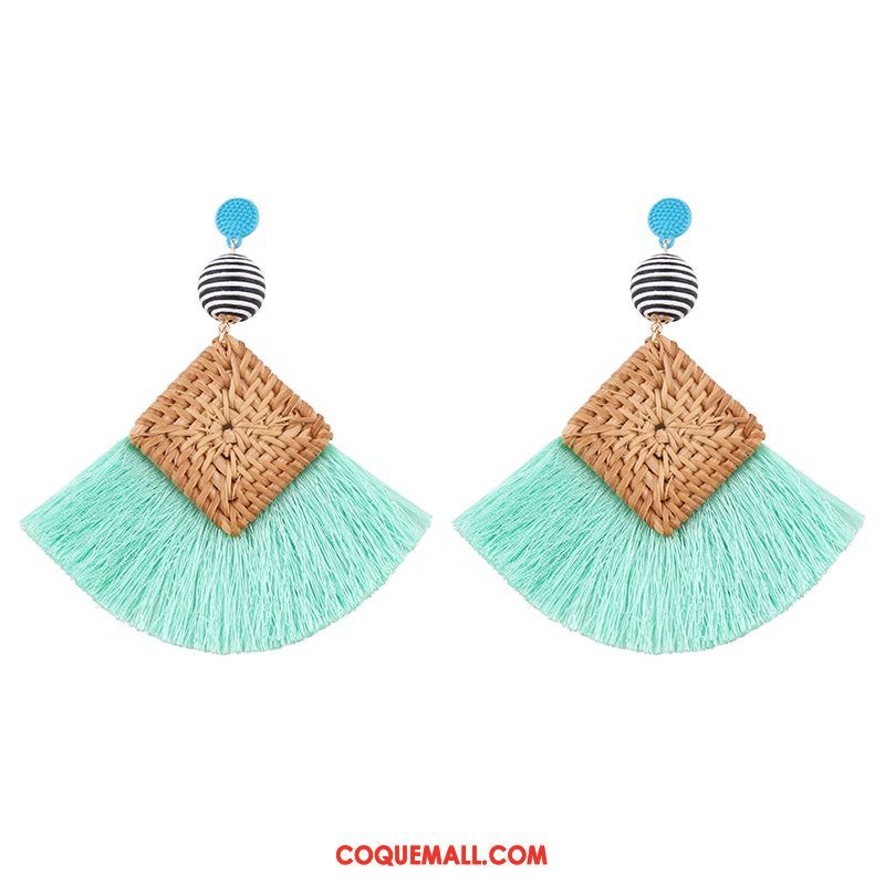 Boucles D'oreilles Femme Manuel Longue Section Vacances, Boucles D'oreilles Tissage Tassel