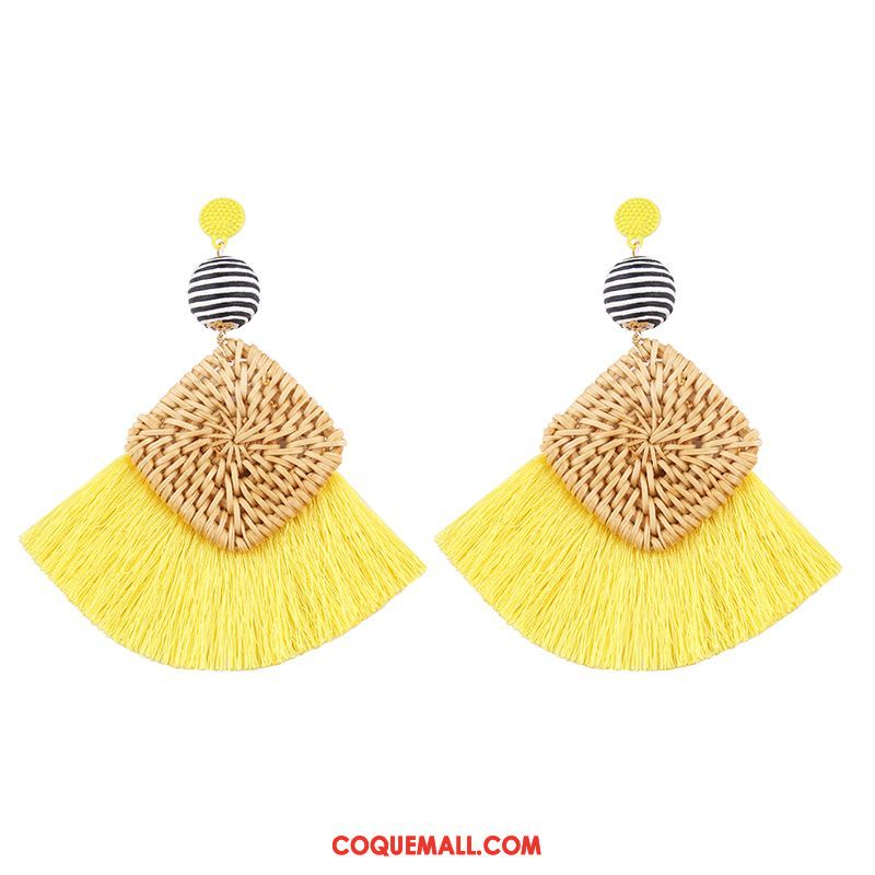 Boucles D'oreilles Femme Manuel Longue Section Vacances, Boucles D'oreilles Tissage Tassel