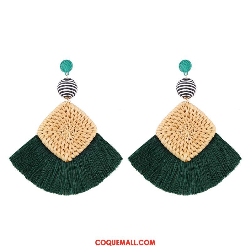 Boucles D'oreilles Femme Manuel Longue Section Vacances, Boucles D'oreilles Tissage Tassel