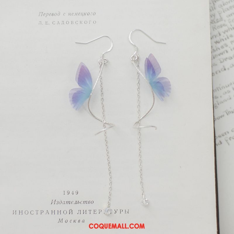 Boucles D'oreilles Femme Papillon Été Argenté, Boucles D'oreilles Rose Pure Blau