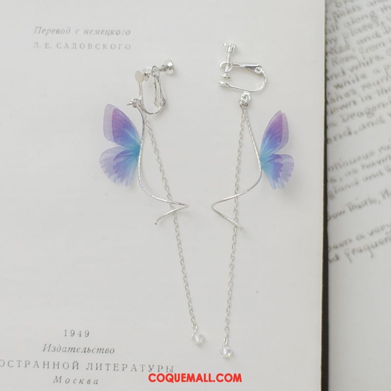 Boucles D'oreilles Femme Papillon Été Argenté, Boucles D'oreilles Rose Pure Blau