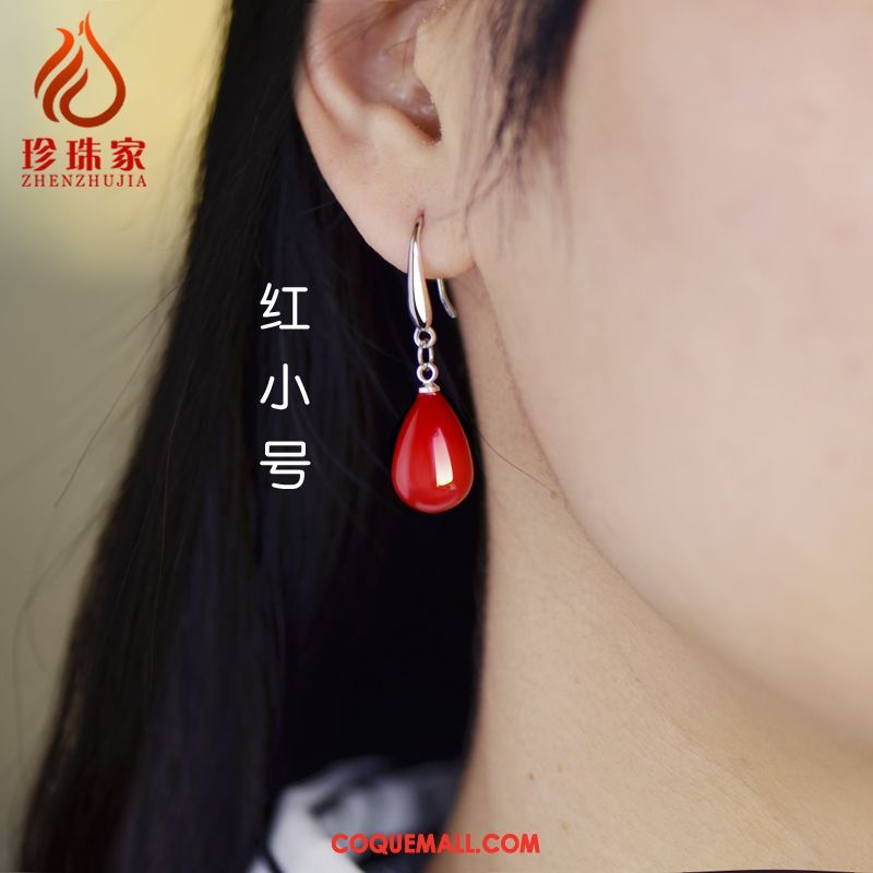 Boucles D'oreilles Femme Perle Rouge Accessoires, Boucles D'oreilles Pure Longue Section