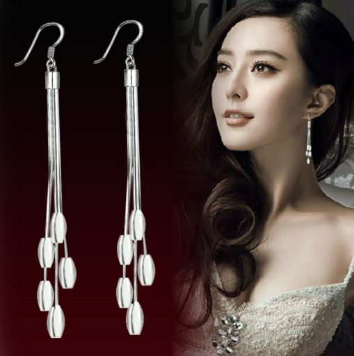 Boucles D'oreilles Femme Personnalité Blanc Tassel, Boucles D'oreilles Longue Section Tempérament