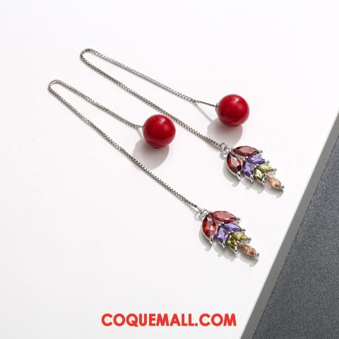 Boucles D'oreilles Femme Rouge Pure Argenté, Boucles D'oreilles Sexy Tempérament