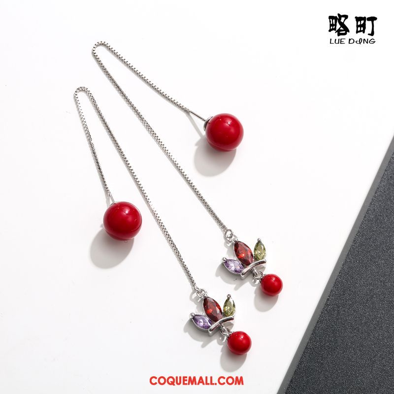 Boucles D'oreilles Femme Rouge Pure Argenté, Boucles D'oreilles Sexy Tempérament