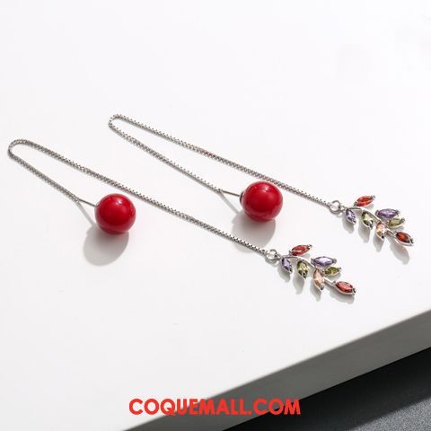 Boucles D'oreilles Femme Rouge Pure Argenté, Boucles D'oreilles Sexy Tempérament