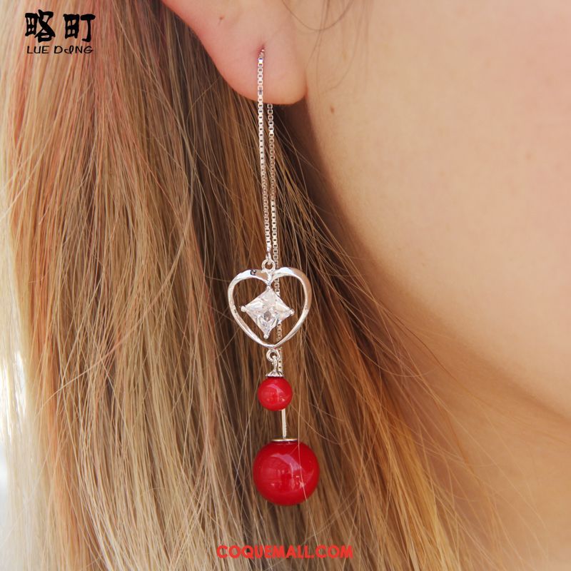 Boucles D'oreilles Femme Rouge Pure Argenté, Boucles D'oreilles Sexy Tempérament