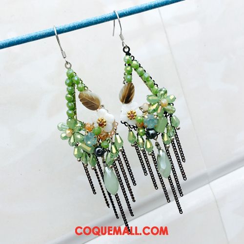 Boucles D'oreilles Femme Rétro Tassel Argenté, Boucles D'oreilles Milieu Pure Beige