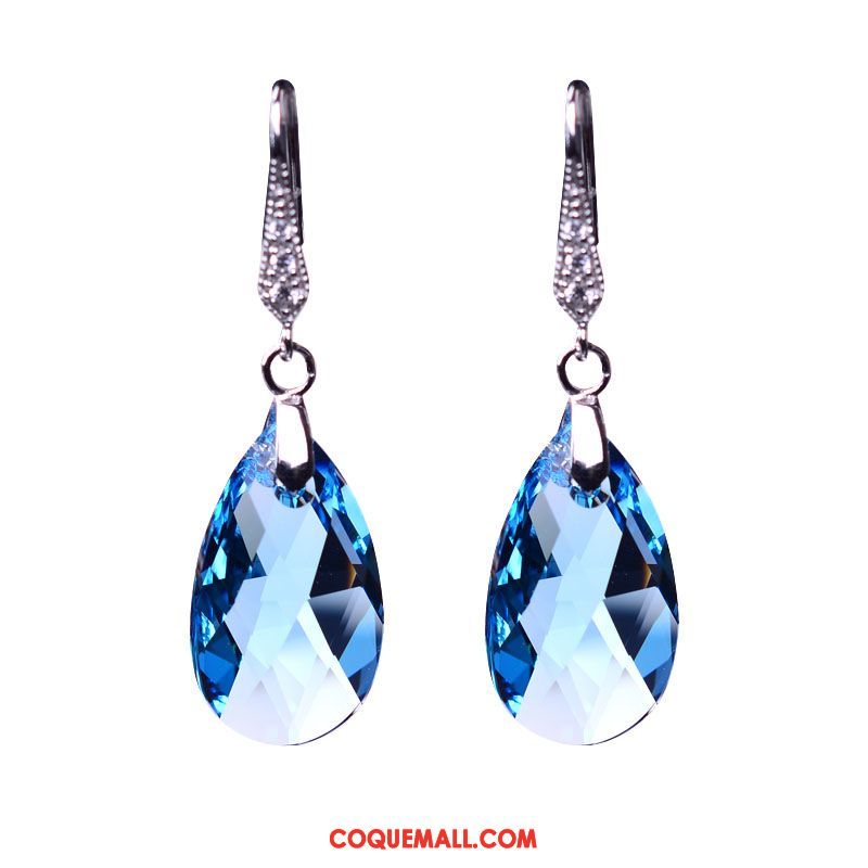 Boucles D'oreilles Femme Tempérament Simple Longue Section, Boucles D'oreilles Argenté Cristal