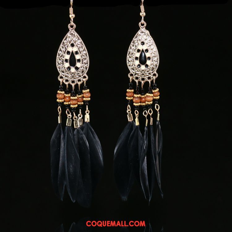 Boucles D'oreilles Femme Ultra Vacances Longue Section, Boucles D'oreilles Tassel Folk-custom Beige