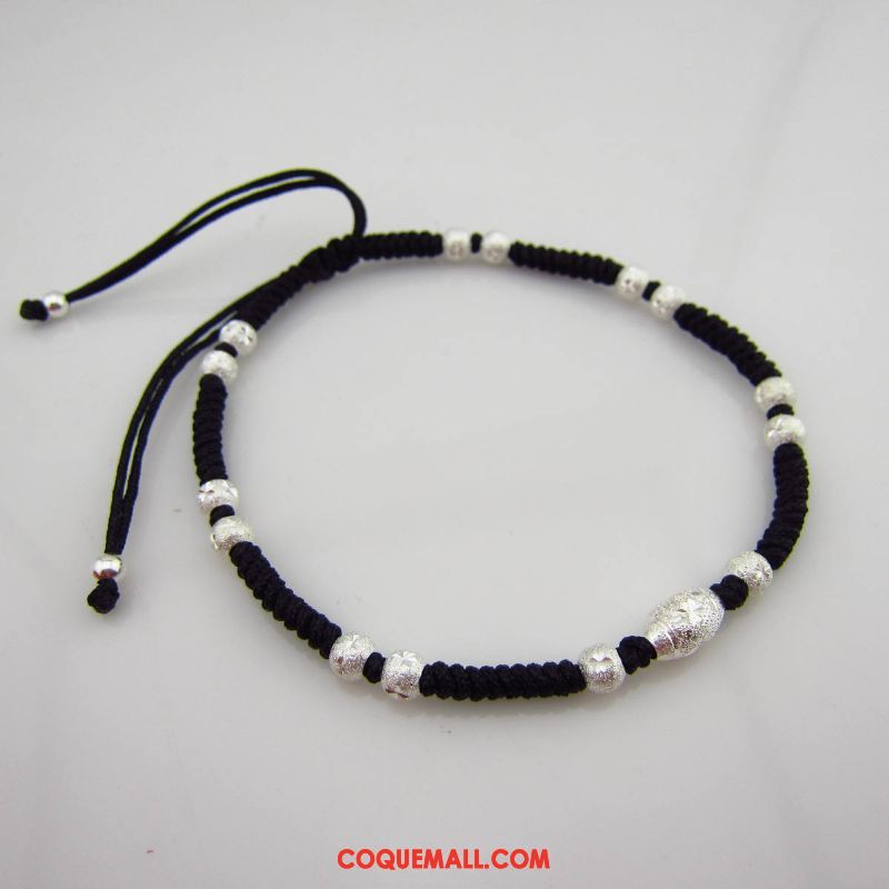 Bracelet De Cheville Femme Argenté Pure Homme, Bracelet De Cheville Noir Amoureux