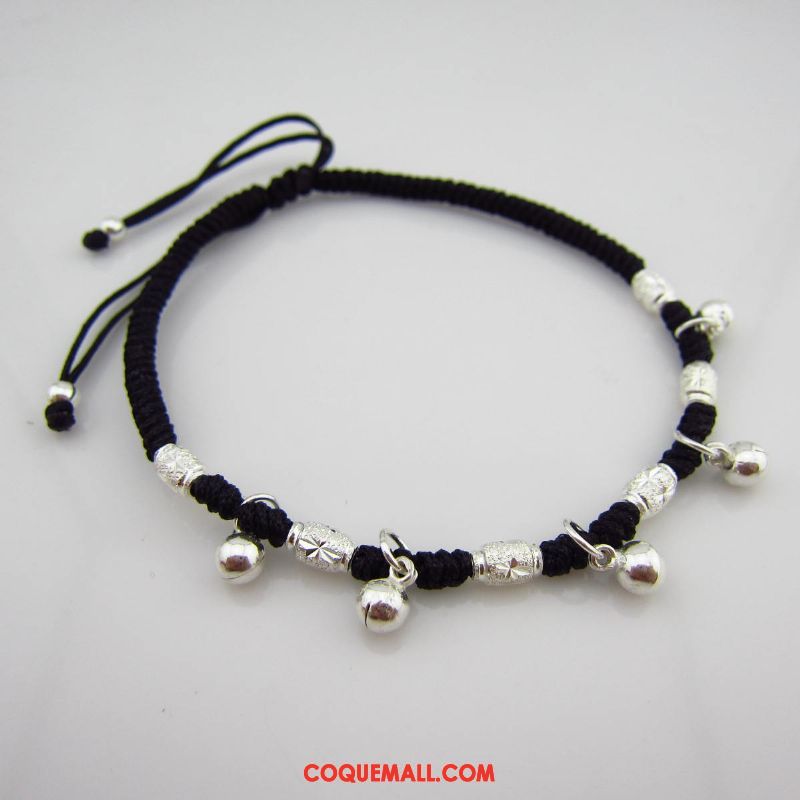 Bracelet De Cheville Femme Argenté Pure Homme, Bracelet De Cheville Noir Amoureux