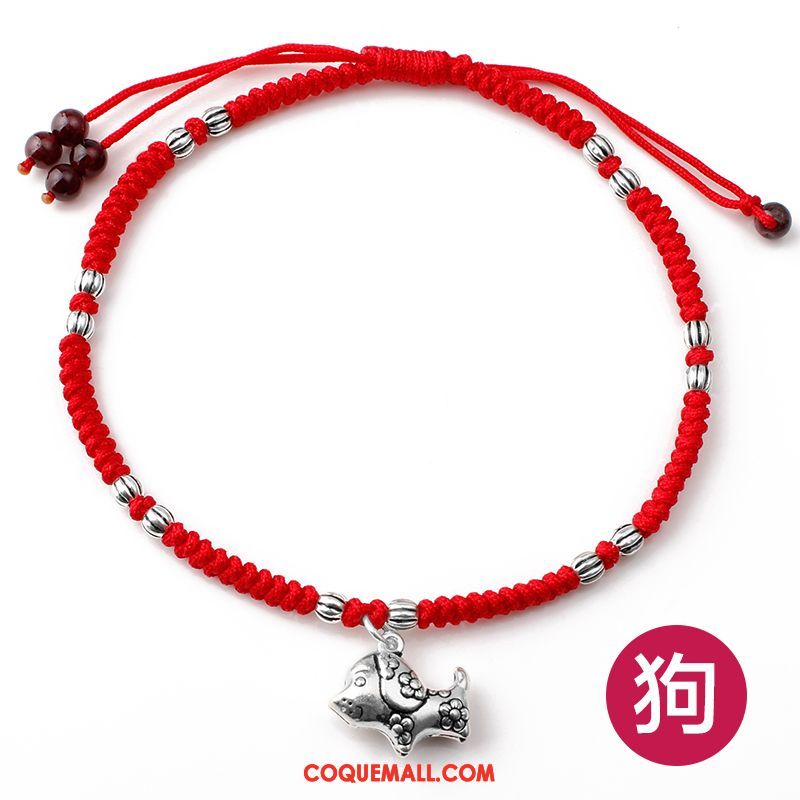 Bracelet De Cheville Femme Homme Argenté Rouge, Bracelet De Cheville Personnalité