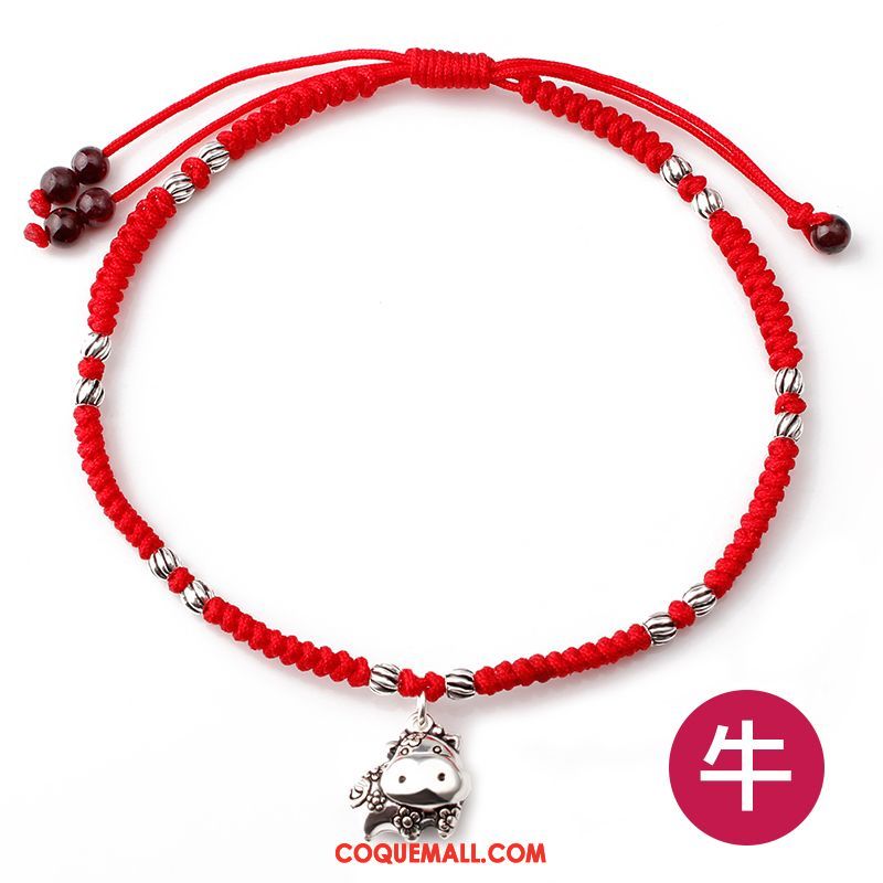 Bracelet De Cheville Femme Homme Argenté Rouge, Bracelet De Cheville Personnalité