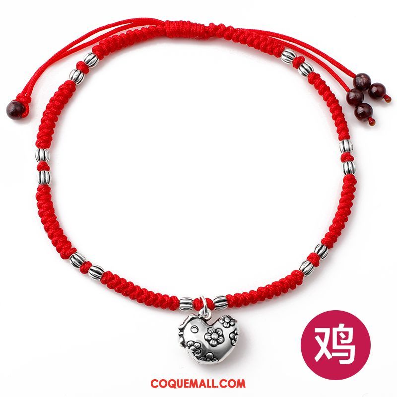 Bracelet De Cheville Femme Homme Argenté Rouge, Bracelet De Cheville Personnalité