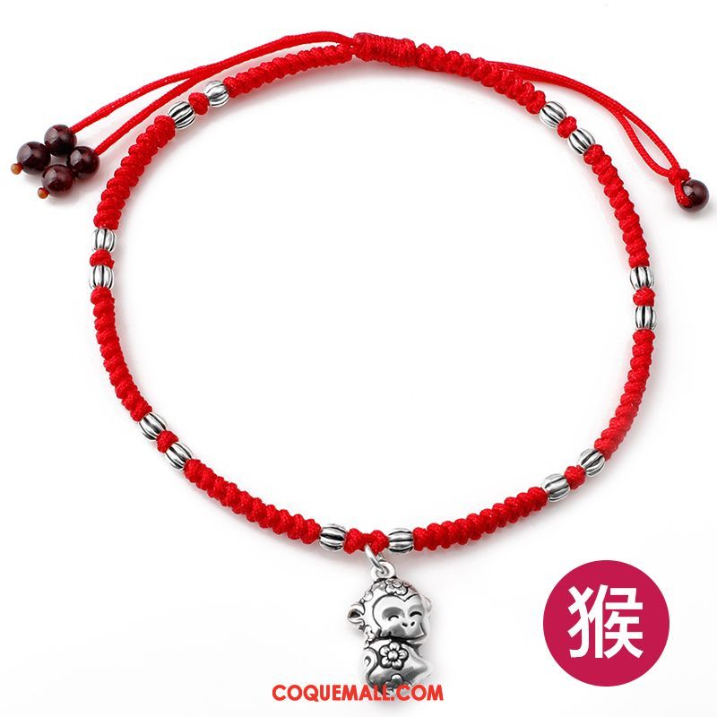 Bracelet De Cheville Femme Homme Argenté Rouge, Bracelet De Cheville Personnalité