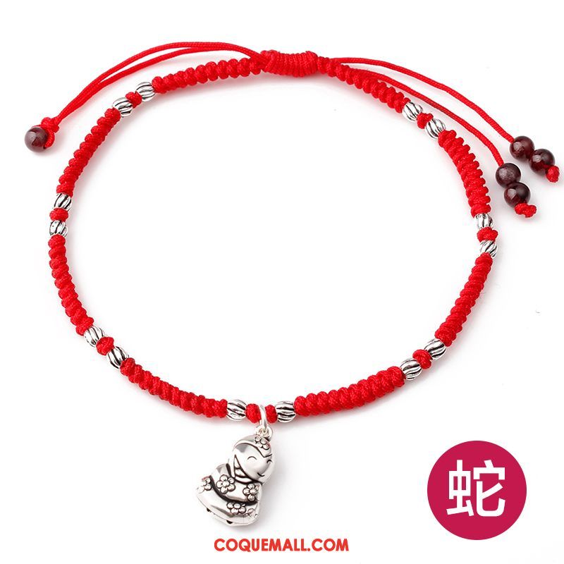 Bracelet De Cheville Femme Homme Argenté Rouge, Bracelet De Cheville Personnalité