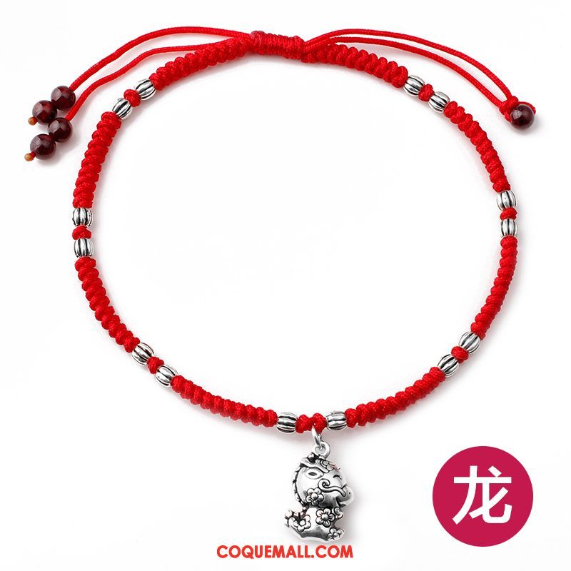 Bracelet De Cheville Femme Homme Argenté Rouge, Bracelet De Cheville Personnalité