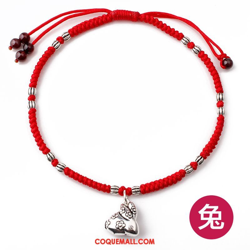 Bracelet De Cheville Femme Homme Argenté Rouge, Bracelet De Cheville Personnalité