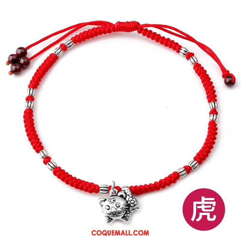 Bracelet De Cheville Femme Homme Argenté Rouge, Bracelet De Cheville Personnalité