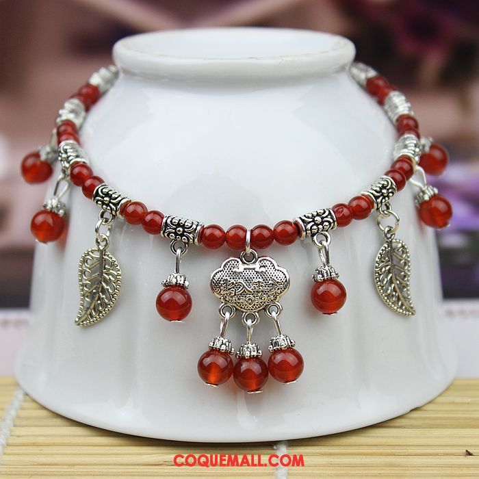 Bracelet De Cheville Femme Mode Modèles Féminins Rouge, Bracelet De Cheville Argenté
