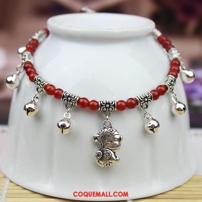 Bracelet De Cheville Femme Mode Modèles Féminins Rouge, Bracelet De Cheville Argenté