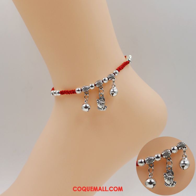 Bracelet De Cheville Femme Naturel Folk-custom All-match, Bracelet De Cheville Rouge Simple