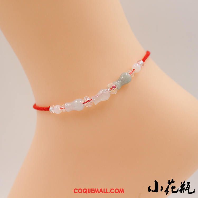 Bracelet De Cheville Femme Naturel Folk-custom All-match, Bracelet De Cheville Rouge Simple