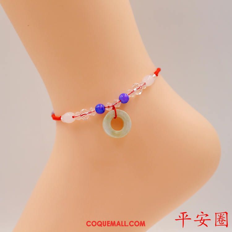 Bracelet De Cheville Femme Naturel Folk-custom All-match, Bracelet De Cheville Rouge Simple