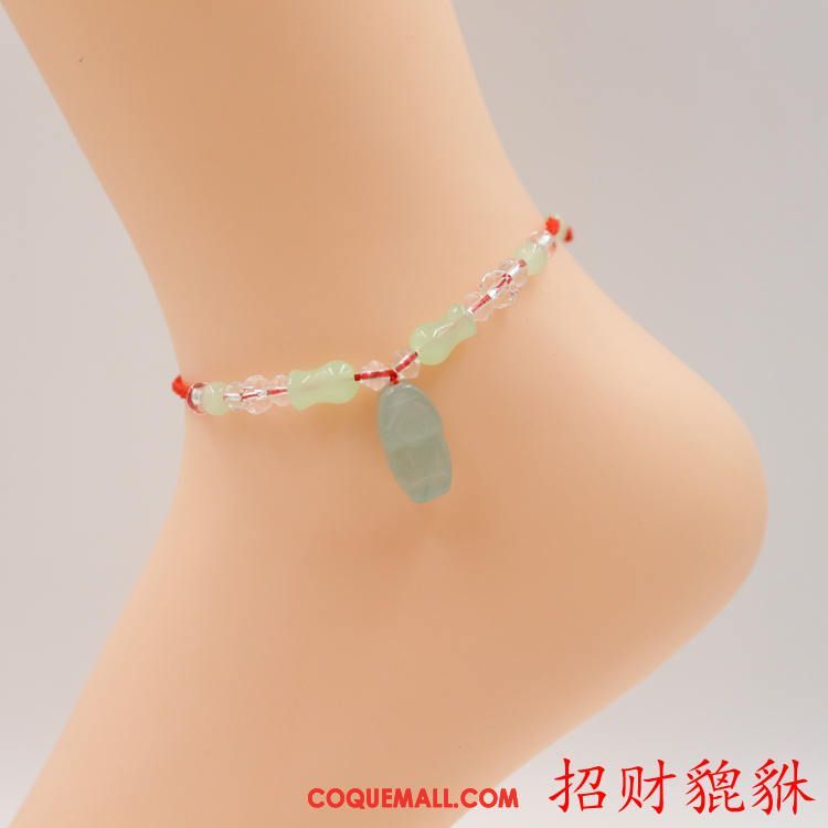 Bracelet De Cheville Femme Naturel Folk-custom All-match, Bracelet De Cheville Rouge Simple