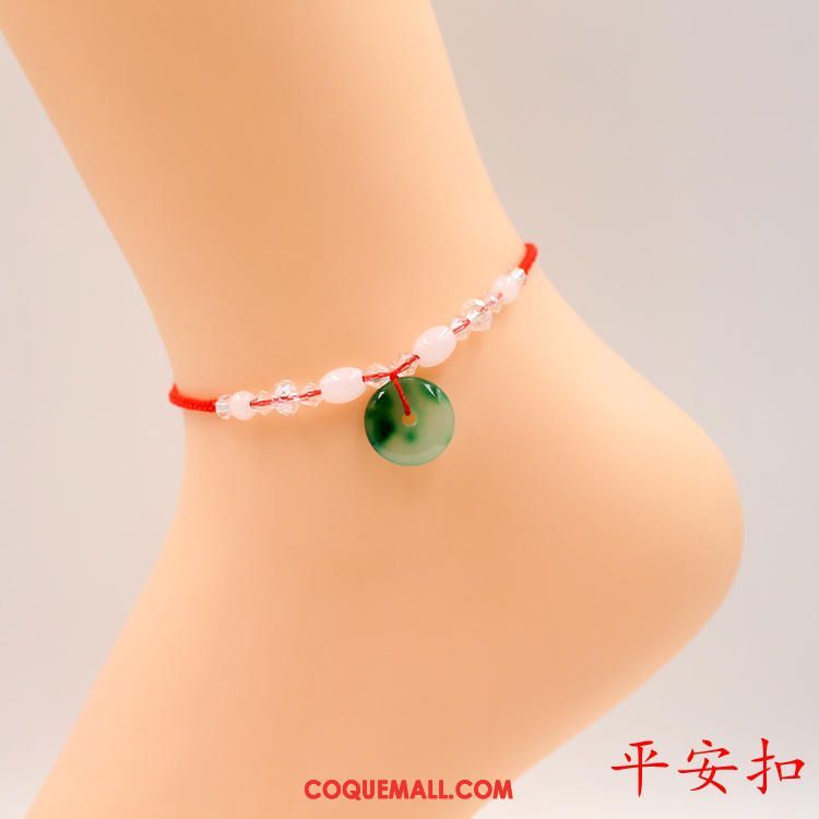 Bracelet De Cheville Femme Naturel Folk-custom All-match, Bracelet De Cheville Rouge Simple